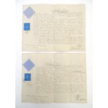 Militaria : two 19thC British Army Officer's commission certificates, dated 28th October 1871 and