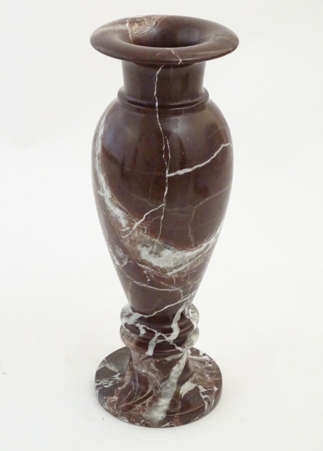 A late 19thC turned marble vase of baluster form. Approx. 11 3/4" high Please Note - we do not - Image 10 of 22