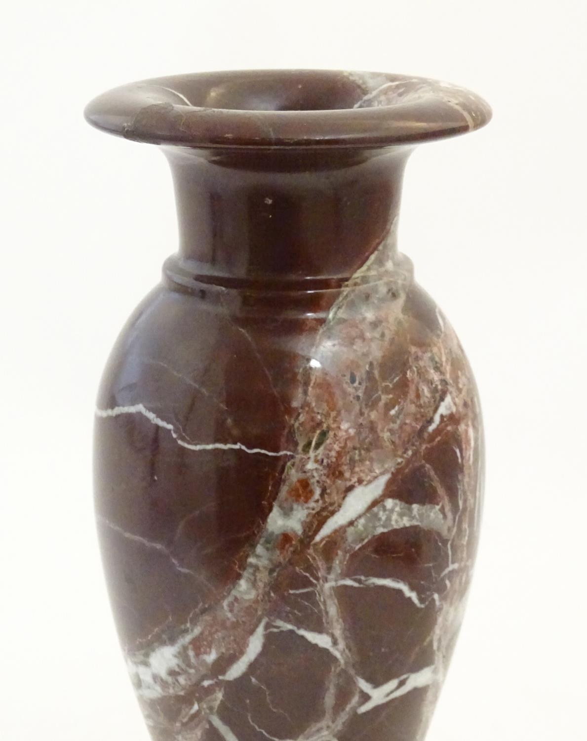 A late 19thC turned marble vase of baluster form. Approx. 11 3/4" high Please Note - we do not - Image 19 of 22