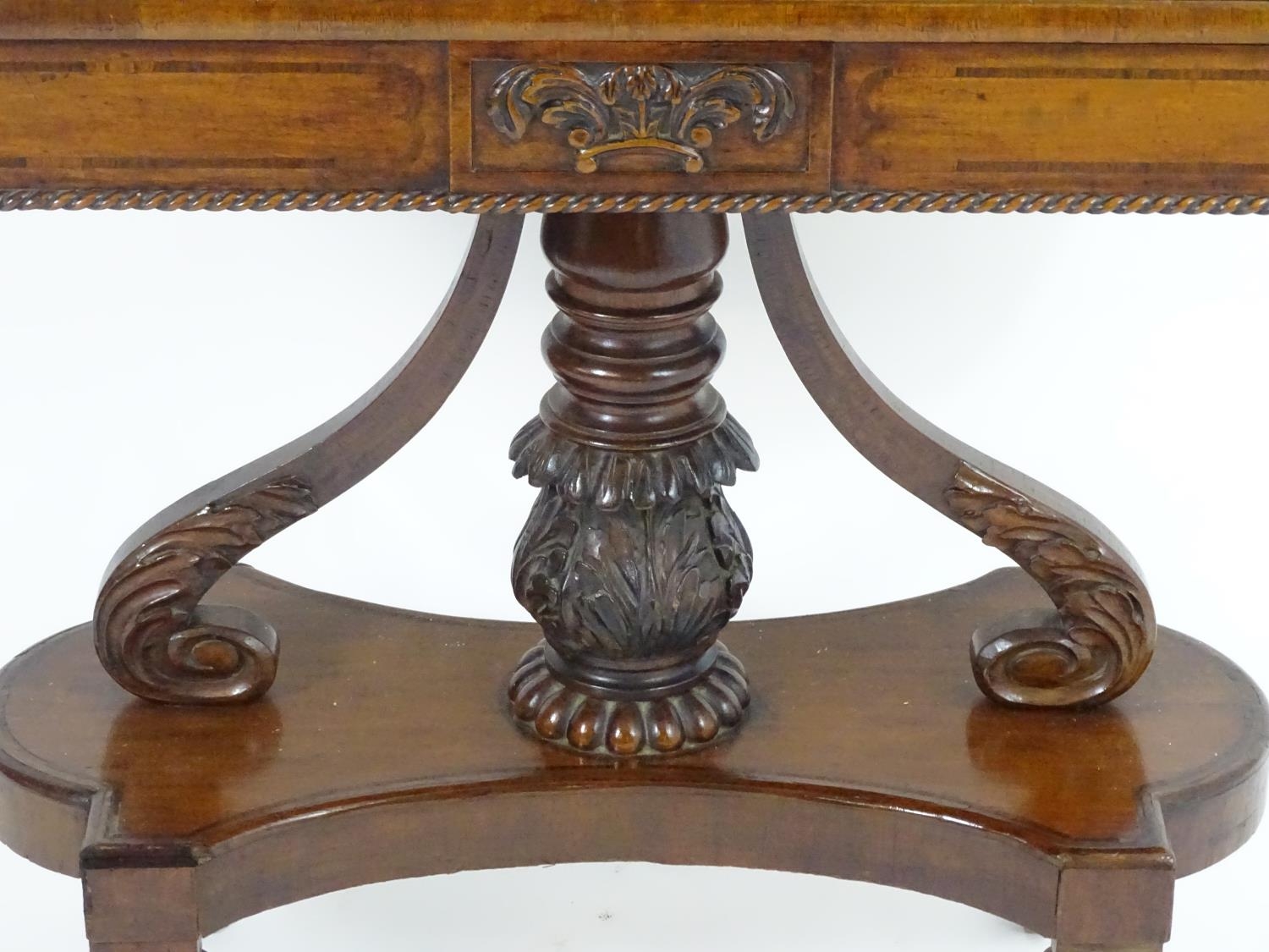 An early / mid 19thc Scottish platform card table with a mahogany and rosewood crossbanded top, - Image 5 of 10