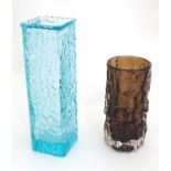 Retro Glass : A Whitefriars brown bark glass vase, designed by Geofery Baxter. Approx 6" high