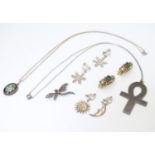 Assorted jewellery to include a silver pendant and chain, various earrings etc Please Note - we do