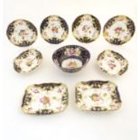 A quantity of 19thC hand painted ceramics to include a large bowl, plates, and serving plates,