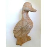 A late 19th / early 20thC large terracotta model of a duck. Approx. 22" high Please Note - we do not