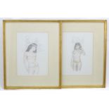 Francis de Lacy, 20th / 21st century, Pencils on paper, Maiden of Thebes and Nubian Maiden, A pair