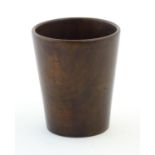 A late 19thC Treen carved & turned walnut beaker, 3 3/4'' tall Please Note - we do not make