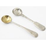 Two Victorian silver fiddle pattern salt spoons, one hallmarked London 1857, maker Chawner & Co.,