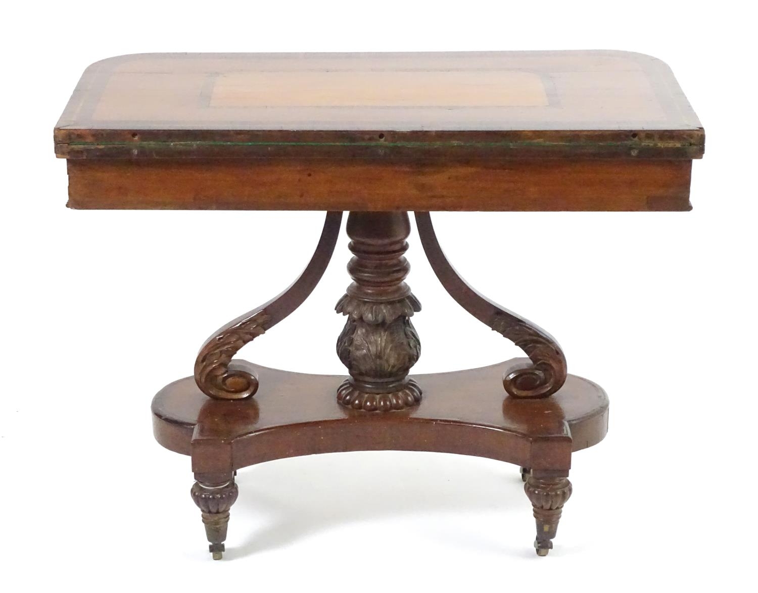 An early / mid 19thc Scottish platform card table with a mahogany and rosewood crossbanded top, - Image 3 of 10