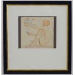 Monogrammed FK, Early 20th century, Viennese School, Pencils on paper, A seated nude with a jester