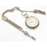 A Victorian silver pocket watch with enamel dial with gilt and blue detail, hallmarked Birmingham