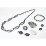 Assorted silver and white metal Thai jewellery with various deity etc detail, to include bracelet,