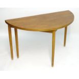 Vintage retro, mid century: a Danish teak foldover table by Frem Rojle, the demi lune top