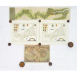 Maps: Four assorted maps comprising a colour map titled Orbis Terrae Compendiosa Descriptio, a