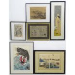 Oriental School, 20th century, Prints, Six assorted Oriental prints to include Onoe Matsusuke II