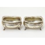 A pair of silver salts hallmarked Birmingham 1909 maker Fenton, Russell & Co Ltd. Approx 2 1/4" wide