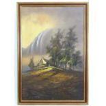 Alberto, Late 20th century, Continental School, Oil on canvas, A mountainous landscape scene with