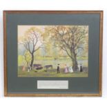 Helen Layfield Bradley (1900-1979), Lancashire School, Chromolithograph, Friday Walk by the River, A