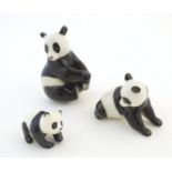 A Beswick Panda Cub, model no. 1815. Together with two Continental pandas. Beswick approx. 1 3/4"