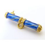 A Russian silver gilt brooch with enamel decoration. Approx. 1 1/4" wide Please Note - we do not