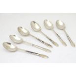 A set of 6 silver teaspoons, hallmarked Birmingham 1957, maker Angora Silver Plate Co. Ltd.
