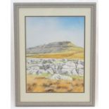Brian Halton, 20th century, Pastel, Penyghent From Brackenbottom Scar, A view of Penyghent fell, the