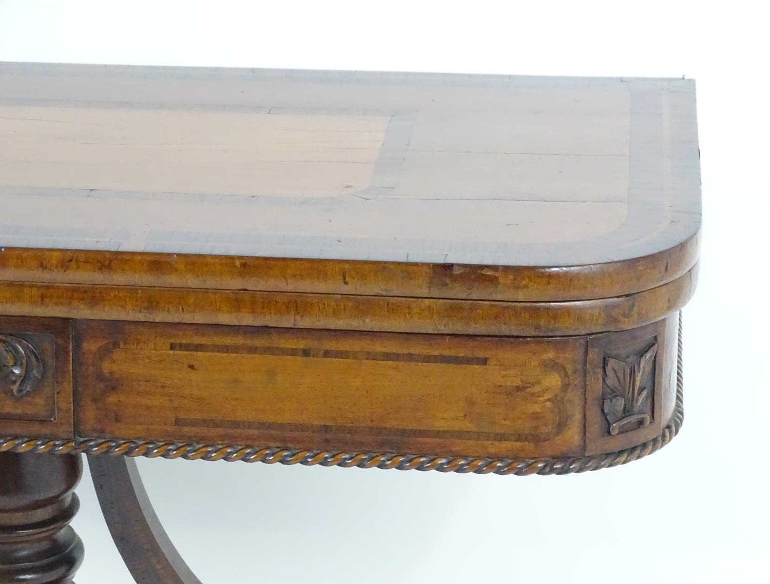 An early / mid 19thc Scottish platform card table with a mahogany and rosewood crossbanded top, - Image 6 of 10