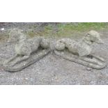 Garden & Architectural, Salvage: an early 20thC pair of reconstituted stone statues formed as sejant