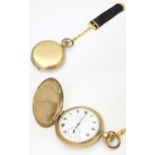 A hunter pocket watch by Thos. Russell & Son of Liverpool, in an Elgin gilt metal case titled the '
