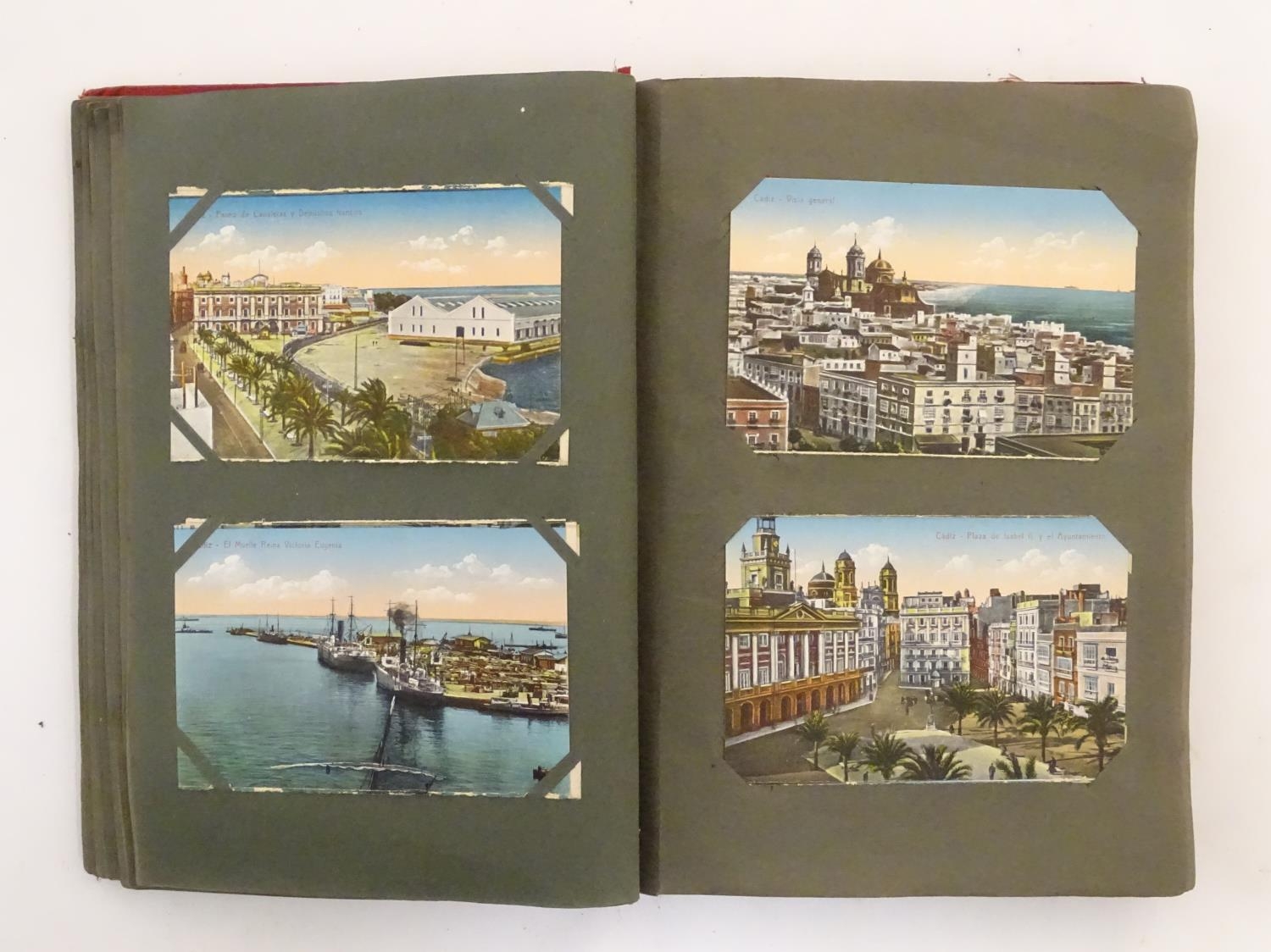 A late 19th / 20thC postcard album containing various travel cards for Gibraltar, Geneva, Bombay, - Image 6 of 7