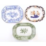 Three assorted meat plates / platters comprising a green and white floral Copeland example, a Thomas