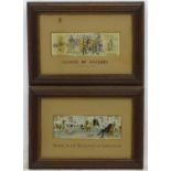 A pair of framed silk historical American stevengraphs comprising Landing of Columbus Oct 13th