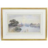 A. Allan, 20th century, Watercolour, The Thames at Marlow, A riverscape with boats, rowers,