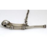 A late 19th / early 20thC silver plate Bosun call whistle on chain. Approx. 4 3/4" long Please