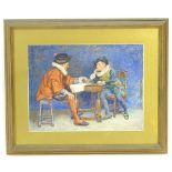 Thomas William Cole, 20th century, Watercolour, Two gentlemen in Tudor dress seated at a table