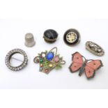 Assorted items including a a vintage brooch formed as a butterfly with enamel detail, various studs/