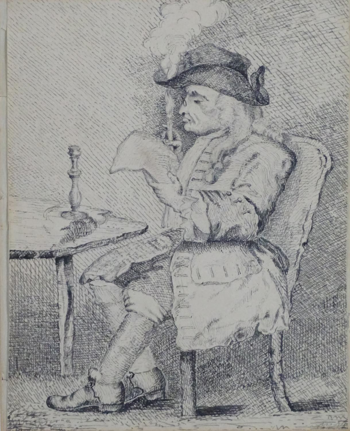 After William Hogarth (1697-1764), 19th century, Pen and ink, The Politician, A portrait of a - Image 3 of 3