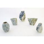 Five items of Cornish studio pottery by John Beusmans comprising vases of various forms. Marked