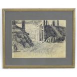 Bernard Sickert (1862-1932), Charcoal drawing, An interior barn scene. Signed lower right. Double