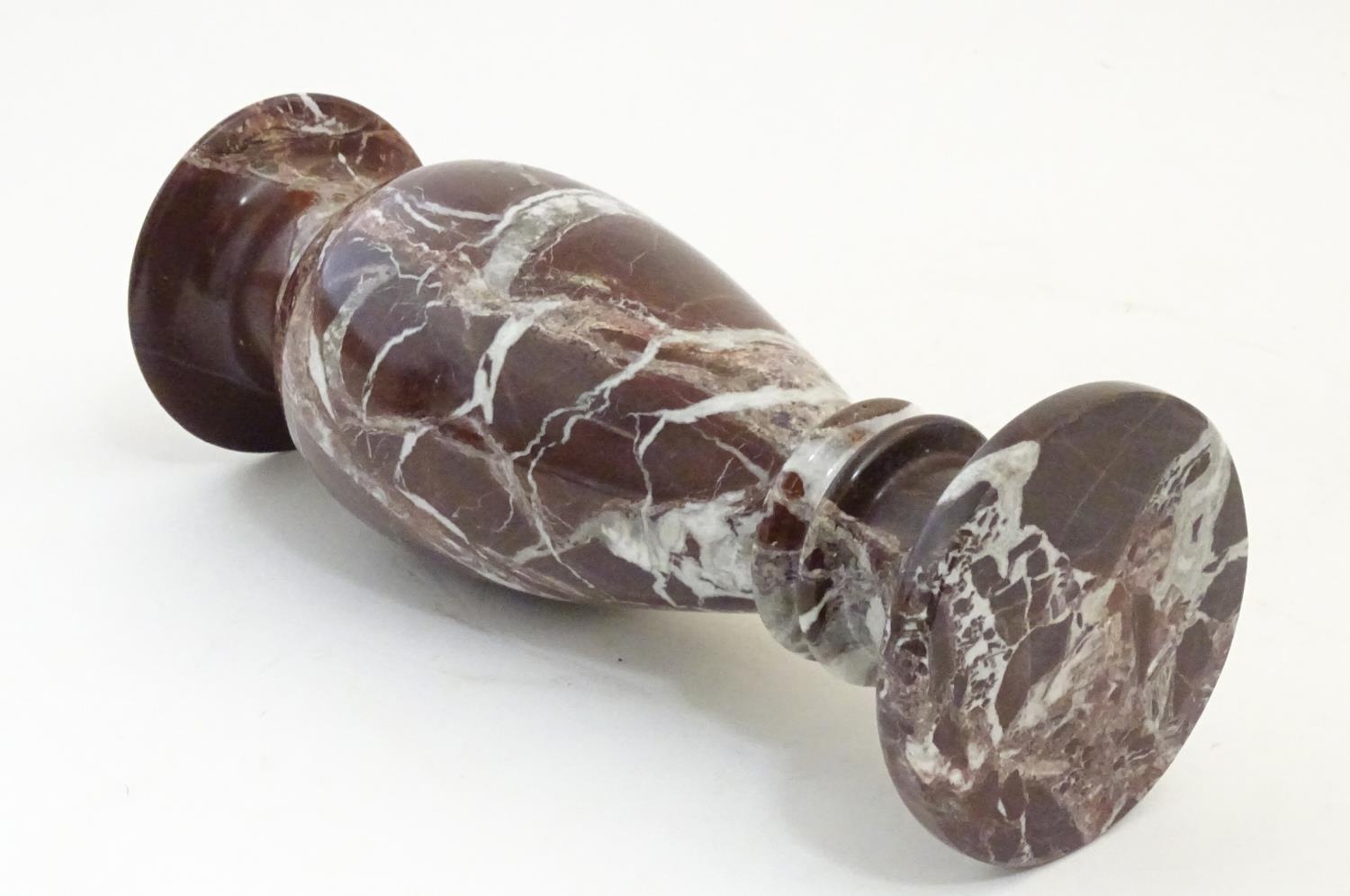 A late 19thC turned marble vase of baluster form. Approx. 11 3/4" high Please Note - we do not - Image 4 of 22