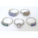 Five assorted .925 silver rings set with various stones (5) Please Note - we do not make reference