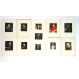 A collection of 11 mounted mezzotint portrait engravings depicting well known persons of the 18th