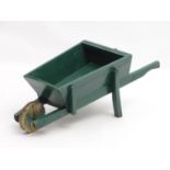 Garden & Architectural, Salvage: a hand made small garden wheel barrow with painted green finish,