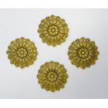 Four cast and gilded furniture hardware / mounts of rosette / roundel form. Approx. 2 3/4" wide