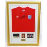 Football: a framed presentation Umbro England jersey in the pattern of the 1966 Jules Rimet World