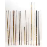 Fishing : A collection of mid 20thC split cane and bamboo, including examples by Pegley Davies and