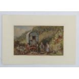 Manner of William James Muller, 19th century, Watercolour, Gypsies in a landscape with caravan and