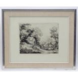 After Thomas Gainsborough (1727?1788), Etching, A wooded landscape with a horse and cart and figures