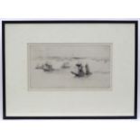 Sidney Tushingham (1884-1968), Etching, A seascape with boats. Signed in pencil under. Approx. 7"