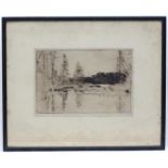 Edward Shepard Hewitt (1877-1962), American School, Etching, A river landscape scene. Signed in
