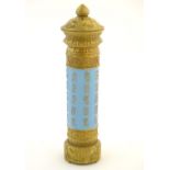 A Chinese incense burner / stick holder / stand of cylindrical form. Decorated with Oriental